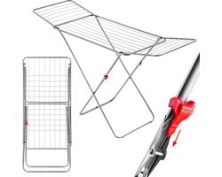 Droogrek, 180 x 55 x 101 cm - luchtstroomwasrek, wasdroger met antislipvoeten, vleugelwasdroger, kleding - Zilver Kadax