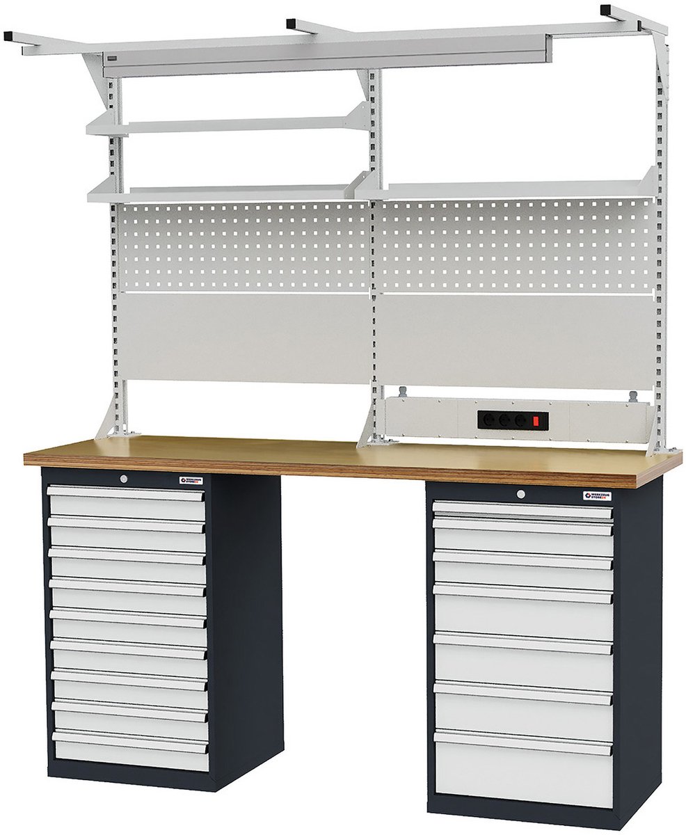 WS24 Reihenwerkbank mit Werkbankaufbau B x H 2.000 x 2310 mm - WS24-100216