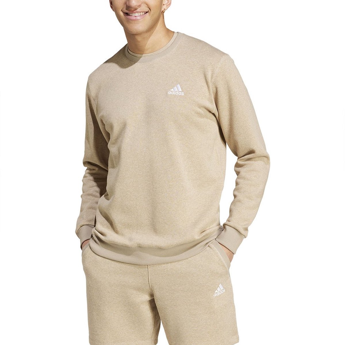 Adidas Season Essentials Melange Sweatshirt S Regular Man Blanch Cargo Mel.