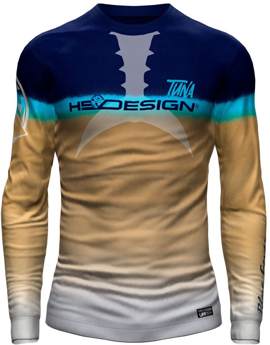 Hotspot Design Ocean Performance Tuna T-shirt Met Lange Mouwen Groen,Wit,Blauw 3XL Man