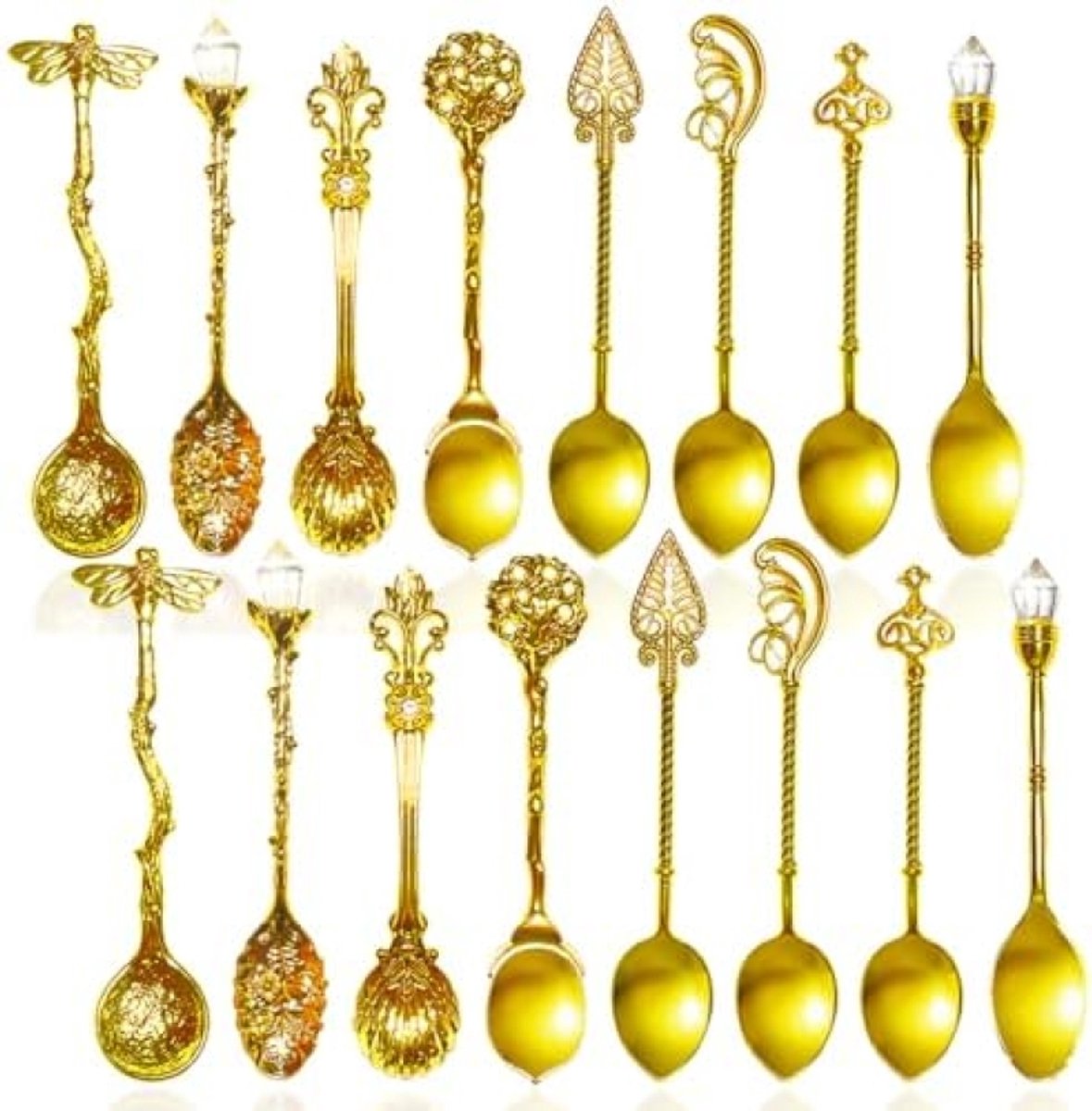 PromoHome Vintage Dessertlepels Set - 16 stuks retro design roerlepels