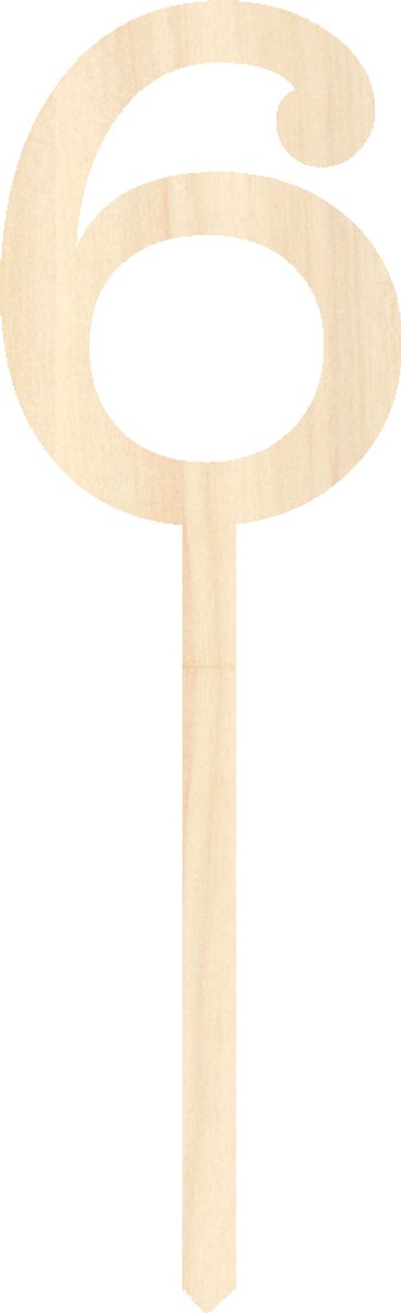Houten taarttopper / caketopper – cijfer 6 – cake / taart decoratie – feest / verjaardag