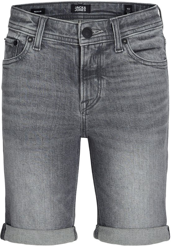 Grijze denim shorts met omgeslagen broekspijpen en het Jack & Jones logo.