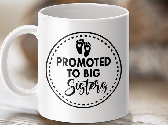 Foto: Mok bevorderd tot grote zus mok nieuwe zus cadeau zussen mok baby aankondiging baby shower cadeau familie mok zus cadeau idee