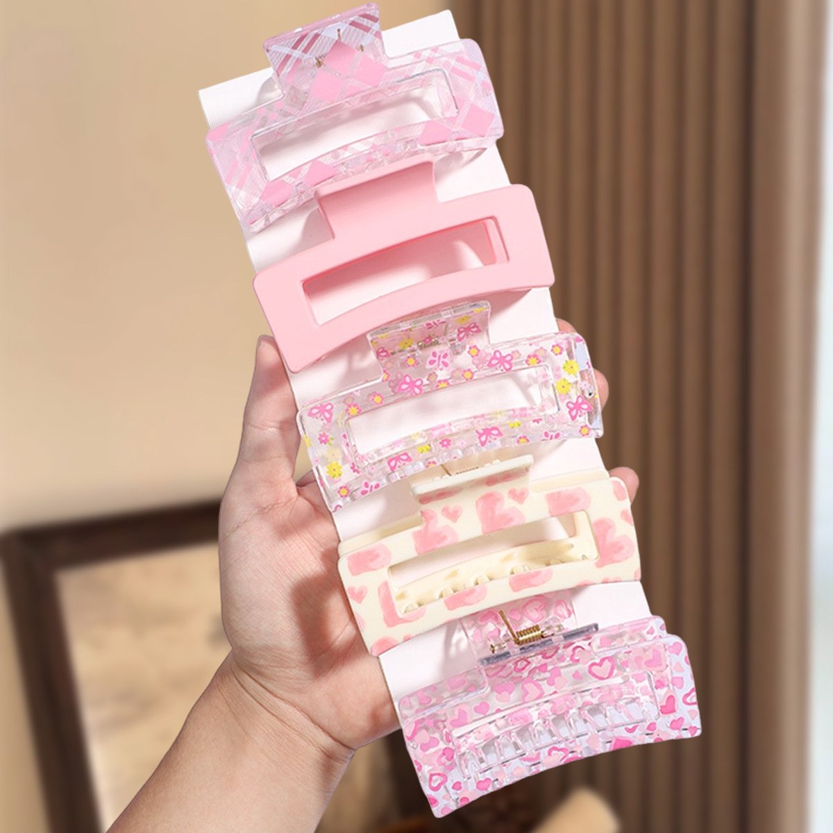 Love print zomer zoet haar decoratie vierkante haar shark clip haarspeld set, set 5