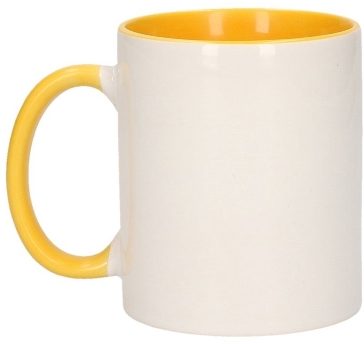 Koffiemok / thee beker - 4x - 300 ml - Wit/geel - Cadeau mokken - keramiek
