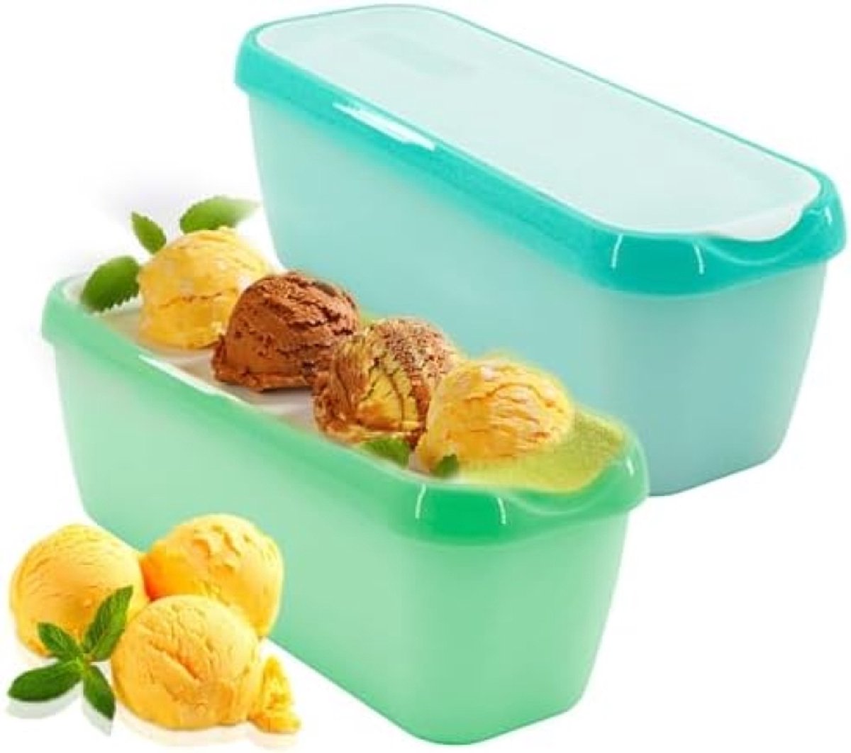 PromoHome IJsbakken Set - 2 Stuks 1,5 Liter Diepvriescontainers met Deksels