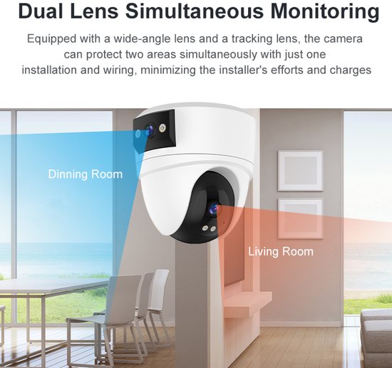 HD Dual Lens Indoor Camera Full Color Nachtzicht WIFI（Met 32G geheugenkaart） — afbeelding 4