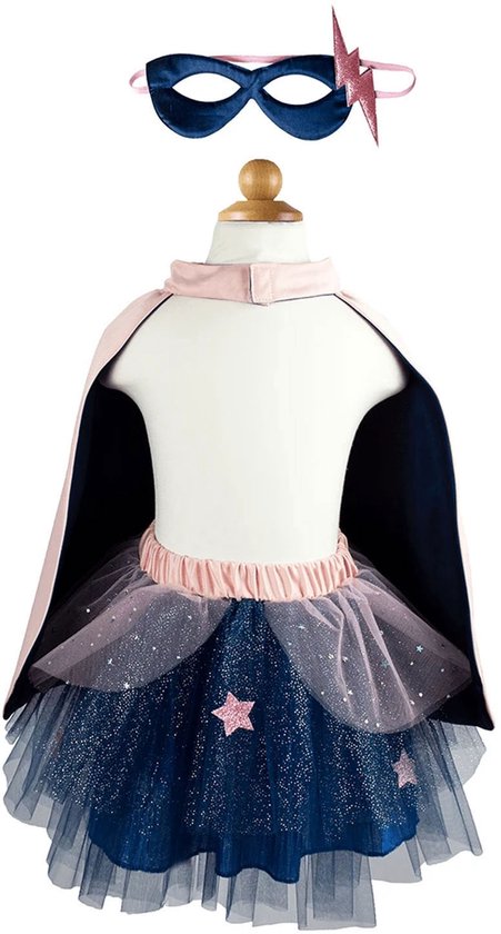 Foto: Verkleedset super duper heldin roze marineblauw 7 8 jaar