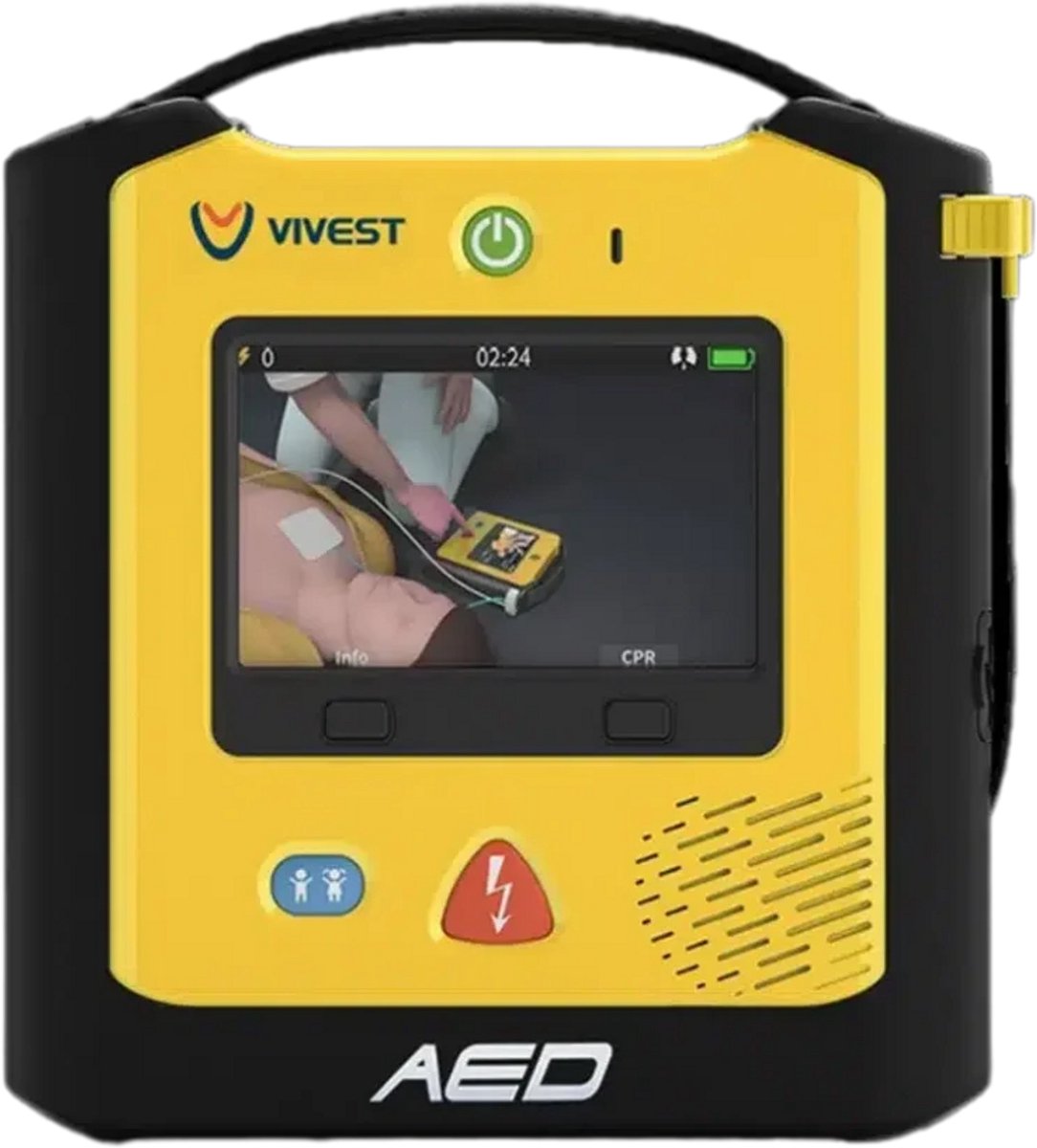 ViVest A3 AED - Meertalige Snelle en Makkelijke AED met Beeldscherm en Kinderknop - NL/EN - Halfautomatische AED