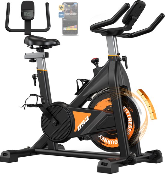 MettleMatic OS3 Hometrainer - Magnetische Fitnesfiets met Bluetooth - Indoor Fitnesfietsen met LCD-Display - 160 KG Belastbaarheid