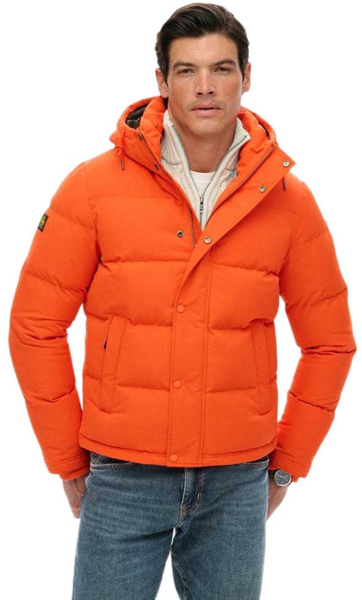 Superdry Everest Korte Gewatteerde Jas Met Capuchon Heren Gewatteerde jassen Oranje