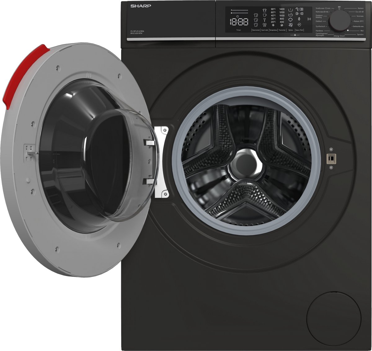 Sharp ESNFL814CBDABX wasmachine 8 kg met stoom thumbnail 4