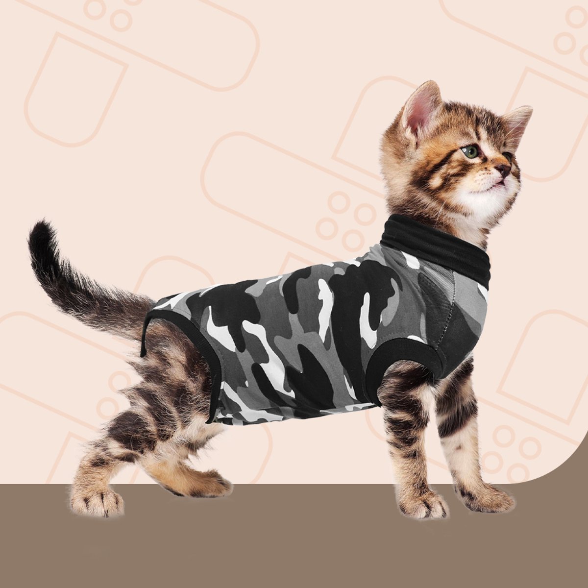Bol.com Suitical Herstel Shirt Kat Zwart Camouflage XXS aanbieding