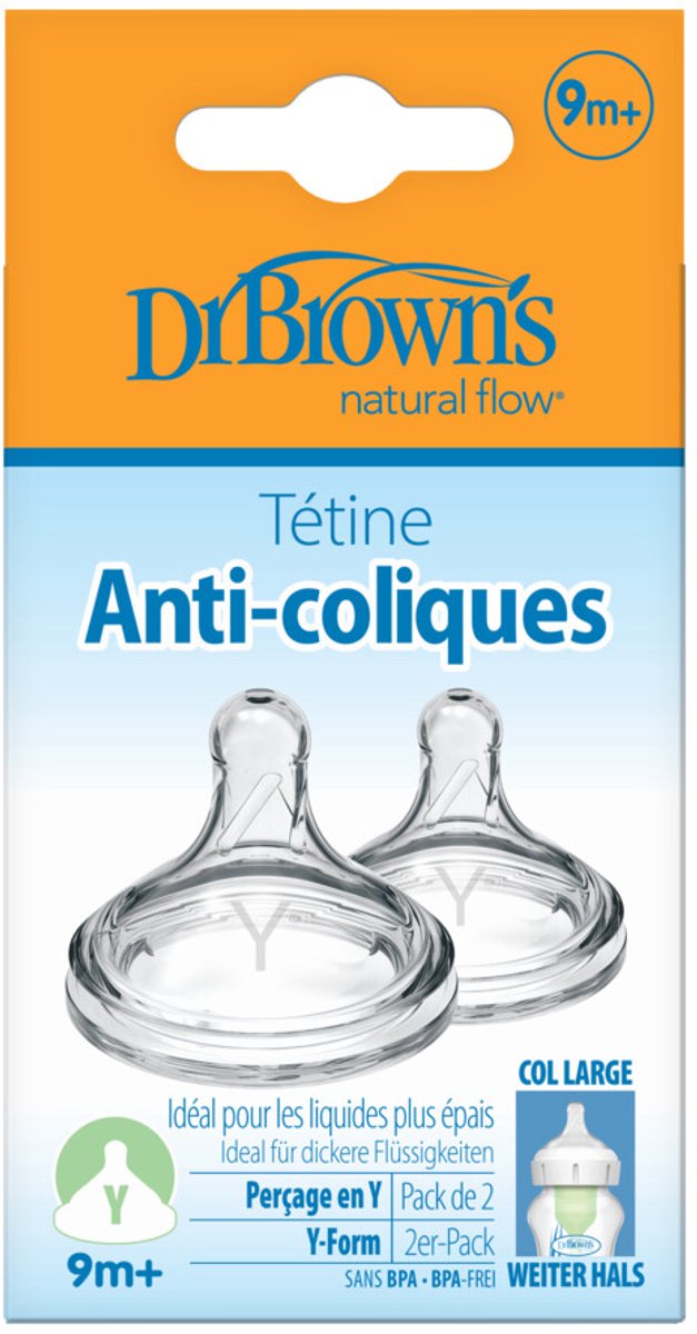 Dr. Brown's Options+ Flesspeen - Y-speen - Brede halsfles - 2 stuks van Dr. Brown's — afbeelding 4