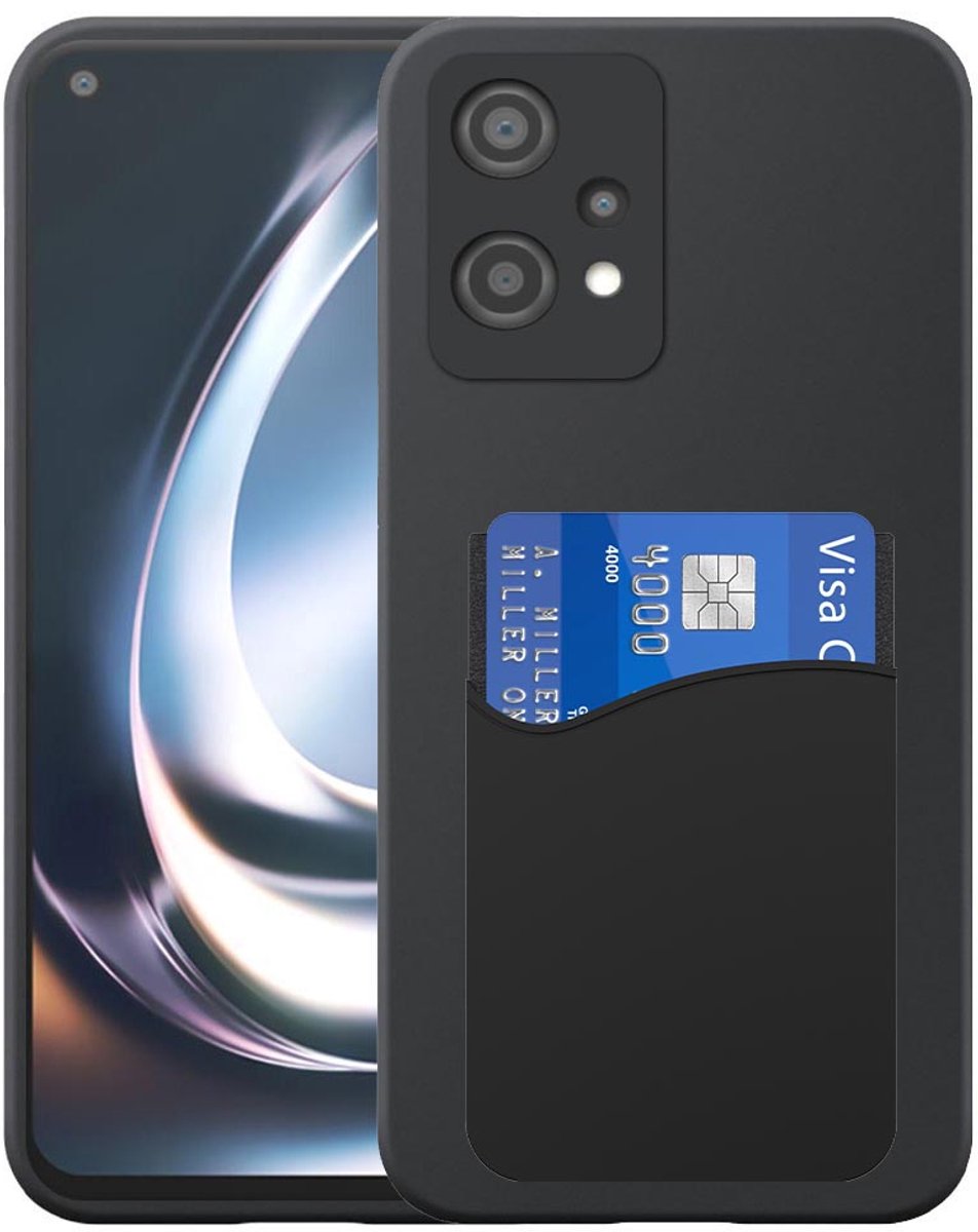 Geschikt voor OnePlus Nord CE 2 Lite Telefoonhoesje met Siliconen Pasjeshouder - Flexible Back Cover Case Siliconen TPU with Silicone Cardslot - Zwart - Smartphonica geschikt voor OnePlus Nord CE 2 Lite