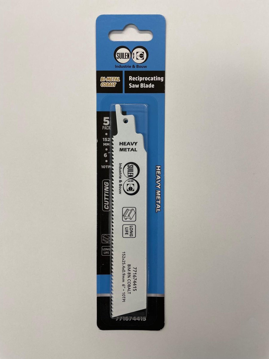 HS Reciprozaagbladen Wit voor metaal/Staal 152x25.4x0.9 10TPI blister 5 stuks