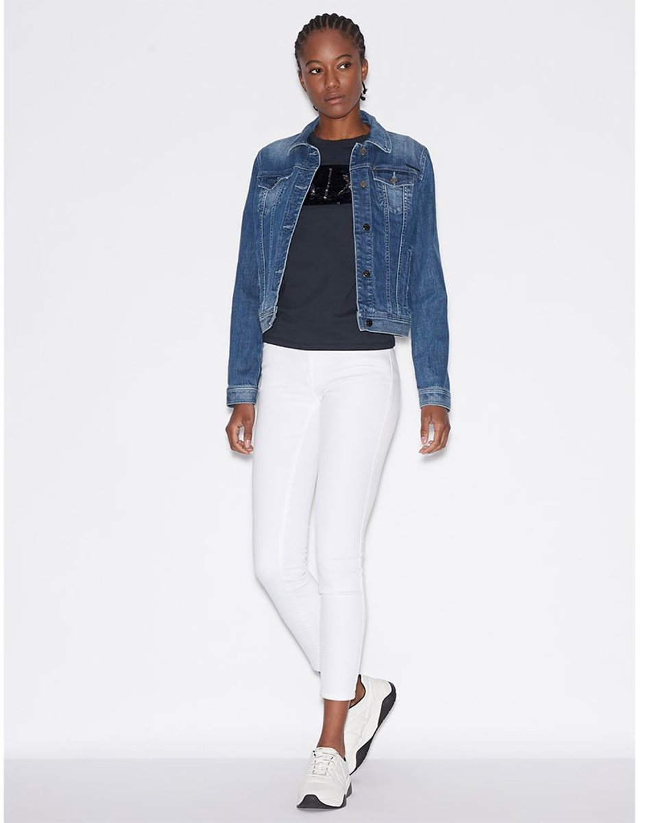 Armani Exchange 8nytdl_yj73z T-shirt Met Lange Mouwen Wit S Vrouw