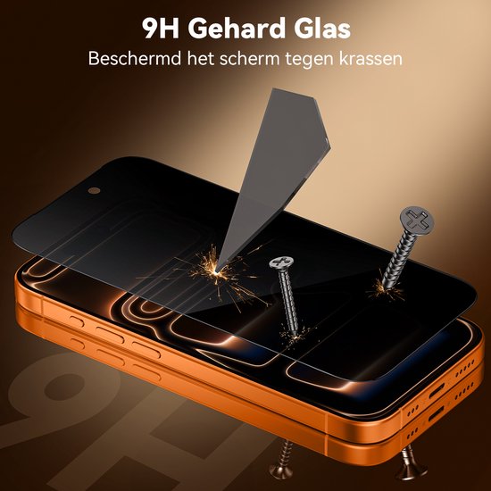 Protection d'écran pour iPhone 17 Pro Max Protection d'écran Confidentialité - Protection d'écran privée - Protection d'écran de confidentialité pour iPhone 17 Pro Max - Glas trempé - Verre de protection - Couverture complète - 2 pièces