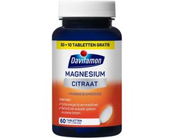Davitamon Magnesium citraat + magnesiumoxide - Geschikt voor vegetariërs & veganisten - 50+10 GRATIS tabletten