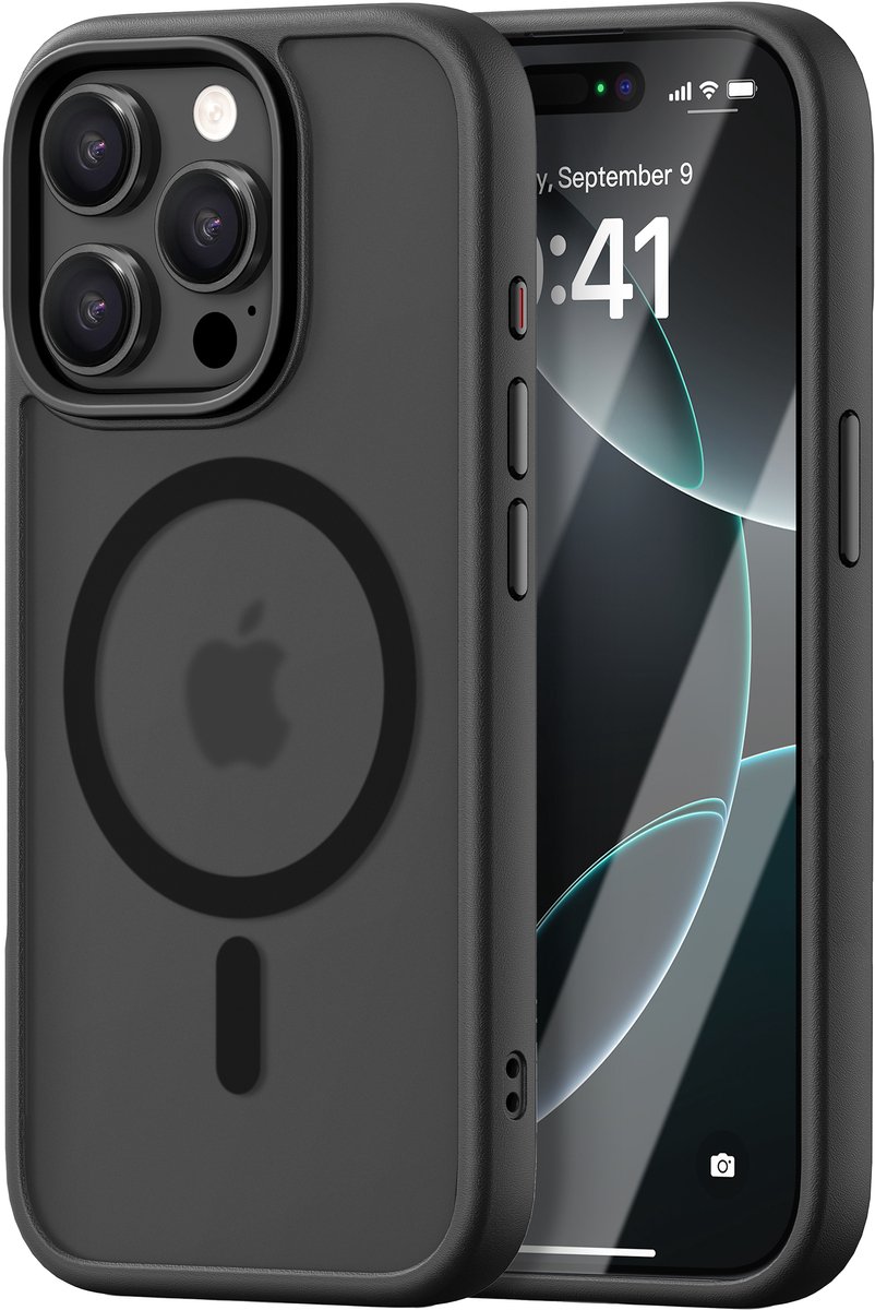 iDenn hoesje voor iPhone 15 Pro Mat Transparant Zwart geschikt voor MagSafe