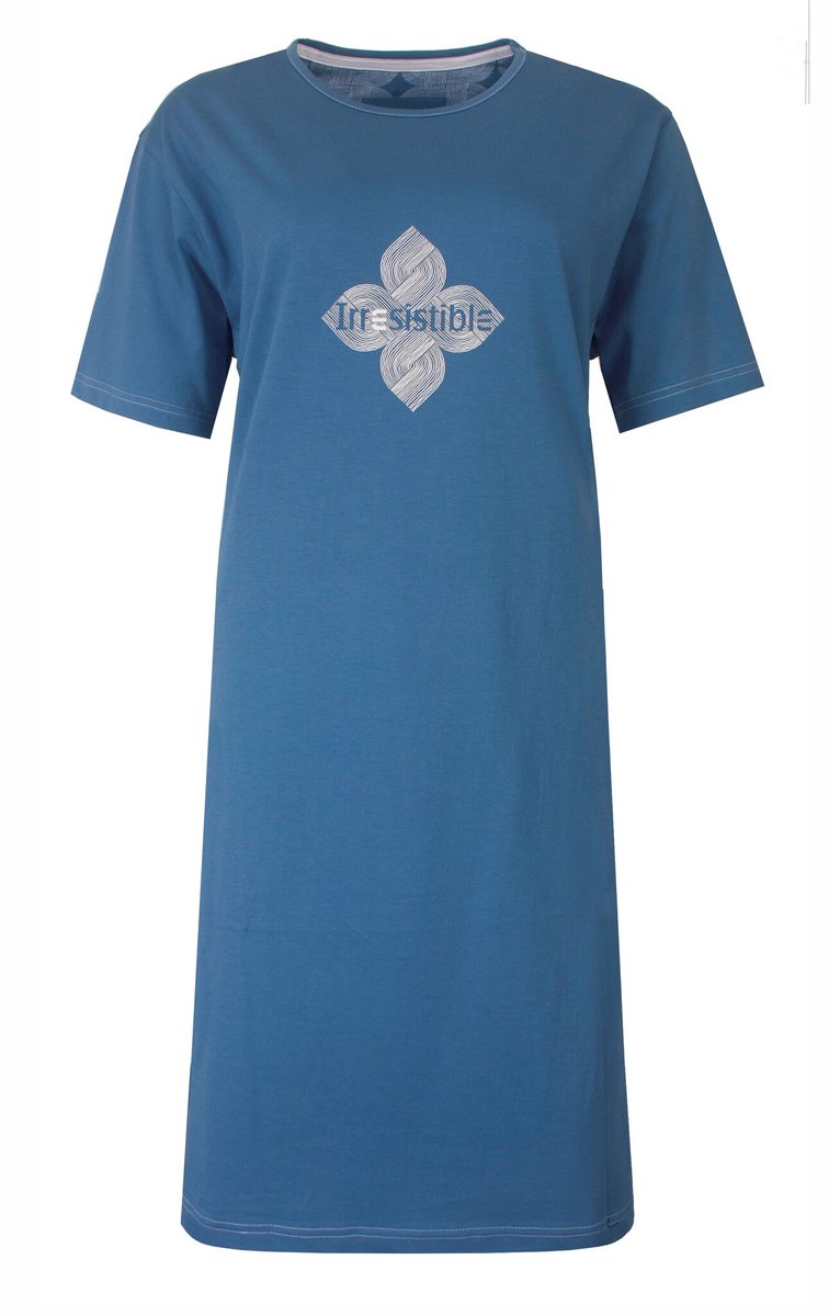 Irresistible Dames Nachthemd - Korte Mouwen - Ocean Blue blauw