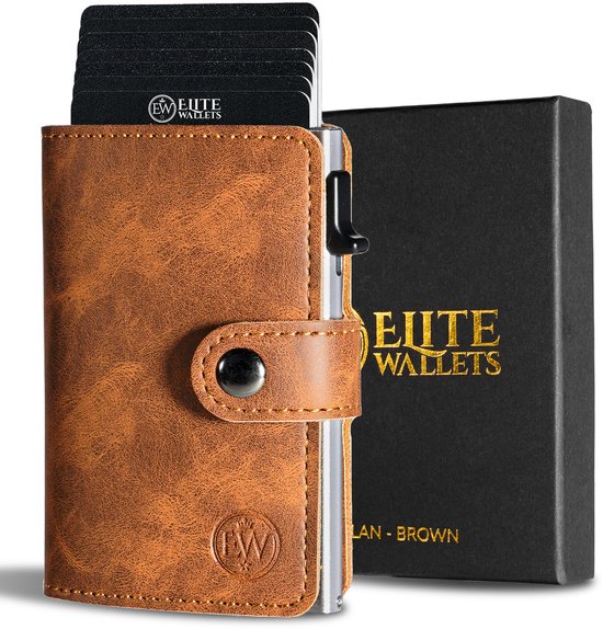 EliteWallets Pasjeshouder Pro – Uitschuifbaar – Man & Vrouw - Bruin