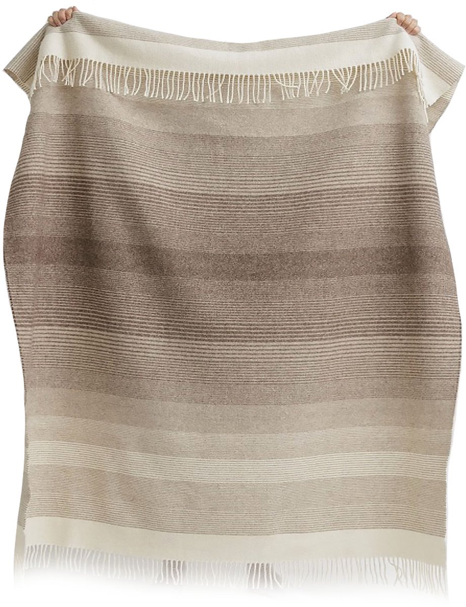 Most Plaid van ongeverfde Mongoolse wol Gobi - 100% schapenwol - 140 x 200 cm - beige-bruin beige, bruin