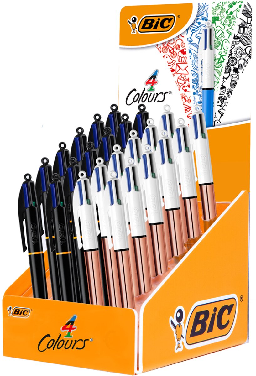 BIC drukbalpen 4 Colours, 24 stuks display