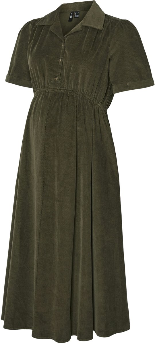 Vero Moda MATERNITY - VMMRAY SS CALF CORDUROY DRESS WVN - Dames - Mini jurken Olive Night