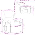 Technische tekening van de vinrode fauteuil met afmetingen in cm.