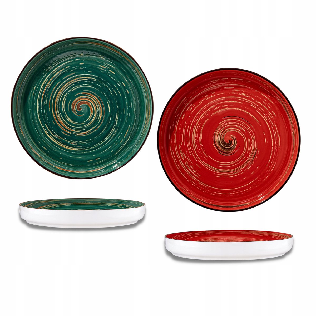Wilmax Porseleinen Dinerborden 28cm - Groen & Rood (2 stuks)