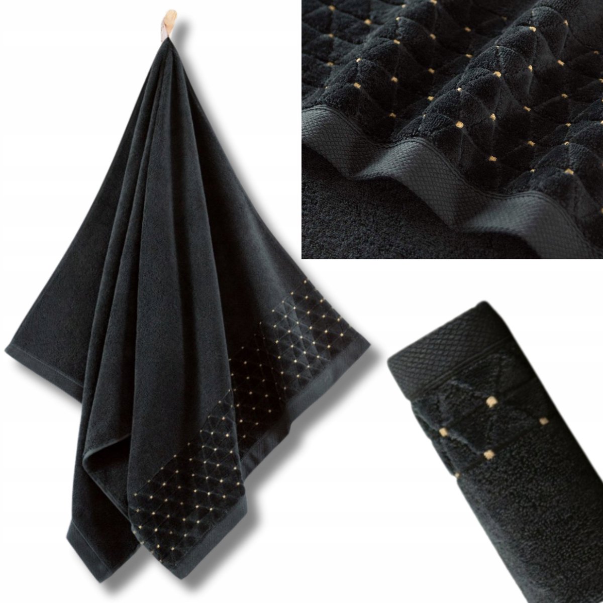 Zwoltex Oscar Handdoek 30x50cm Zwart - Luxe Egyptisch Katoen 500g/m²