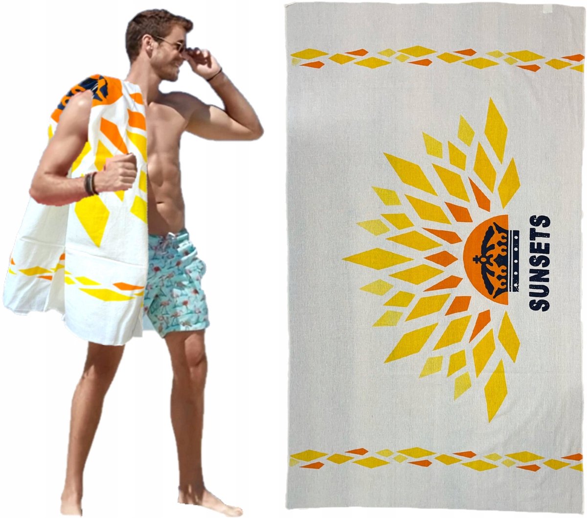 Grote katonen strandlaken/saunadoek 100x170 cm