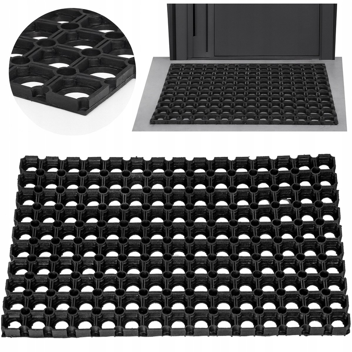 Opengewerkte rubberen buitendeurmat 40x60 cm - bestendig en antislip