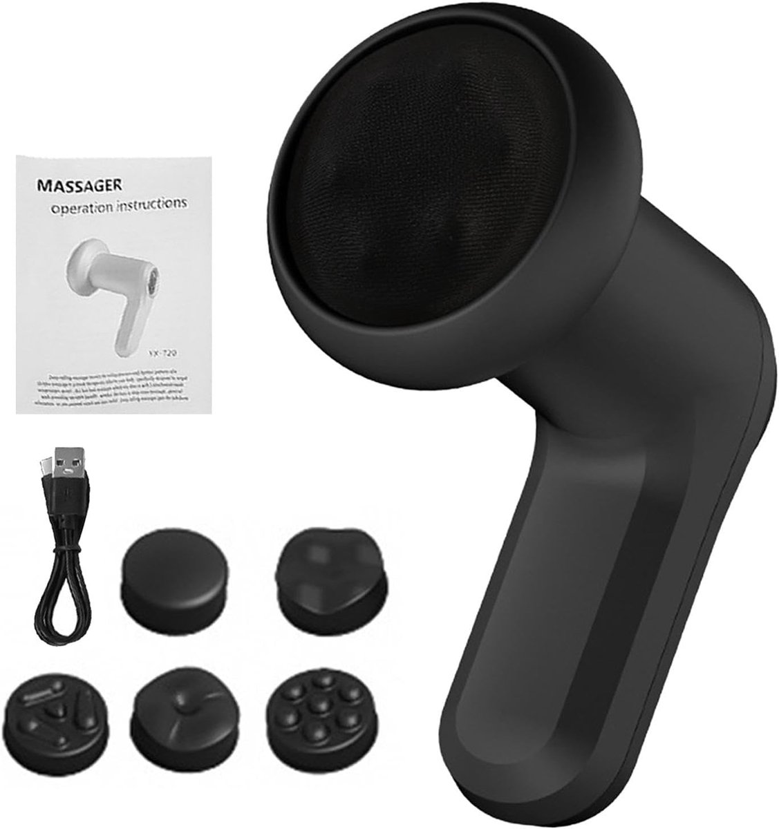 Handheld lymfedassager - maagvetmassager - Diepe weefselmassager met 5 hoofden - Draagbare elektrische lichaamsbeeldapparatuur voor vrouwen, volwassenen, mannen, moeder