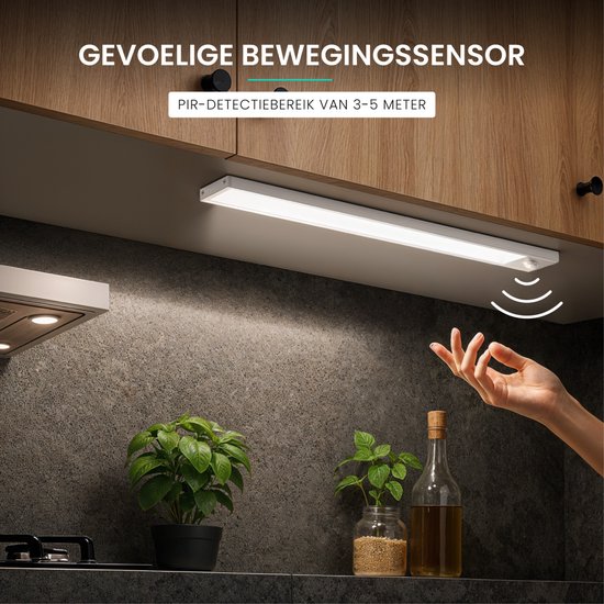 Kastverlichting, onderbouwlamp, keuken, led, met bewegingsmelder, 3 kleurtemperaturen, 2000 mAh, licht, oplaadbaar, batterijlamp, USB-kastlicht, magnetische lichtstrip, draadloze batterijbalk