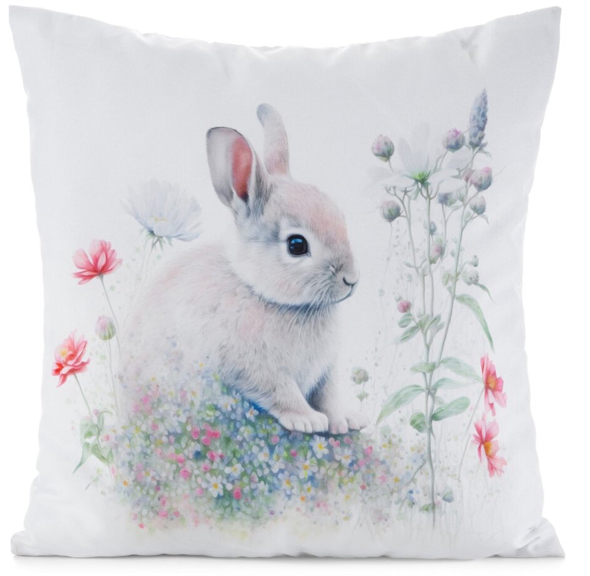 Decoratieve Kussenhoes Wit 45x45cm met Paashaas