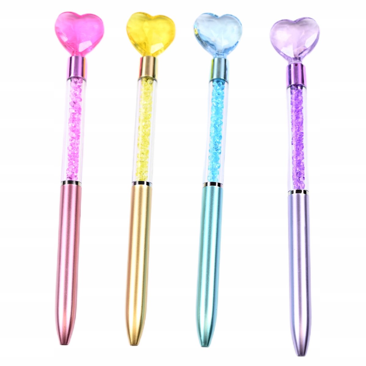 Set van 4 Diamant Pennen - Blauwe Inkt, Cadeau voor Valentijn & Vrouwendag