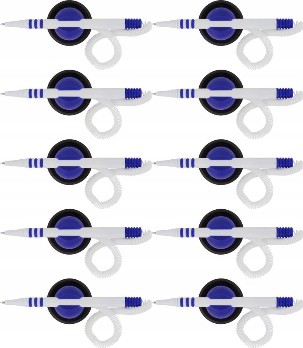 MemoBe Blauwe Balpen met Spiraal en Zelfklevende Basis - 10 Stuks
