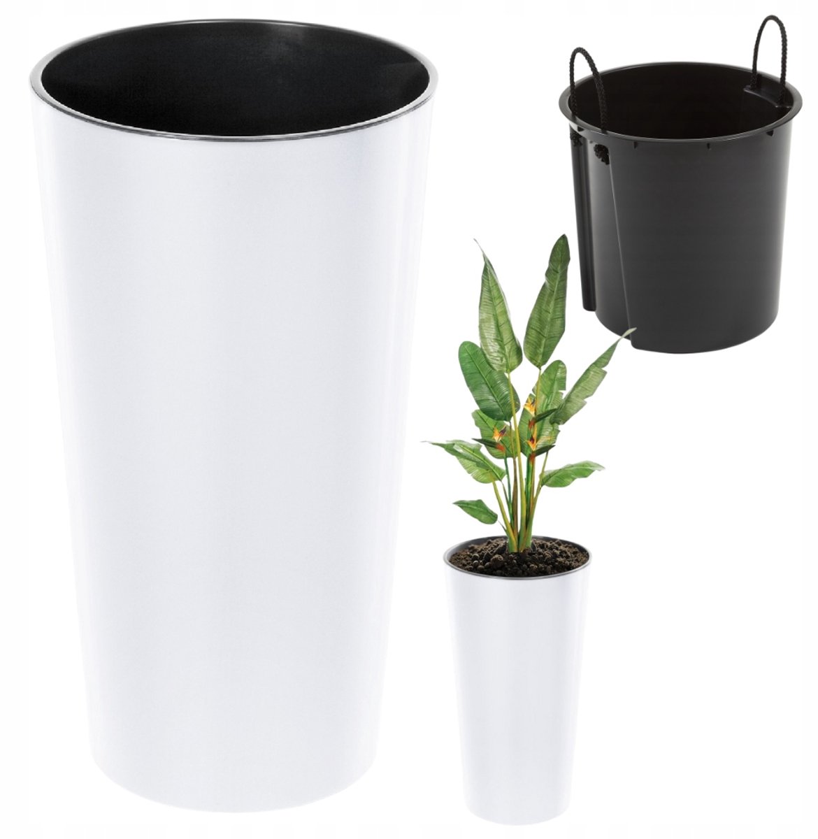 Lilia Pot Hoogglans Wit 30x57cm met Inzetstuk