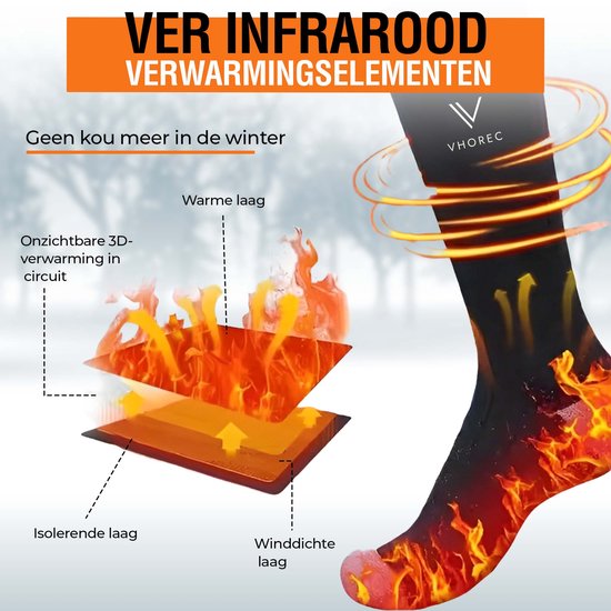 Verwarmde sokken voor heren en dames met 3
