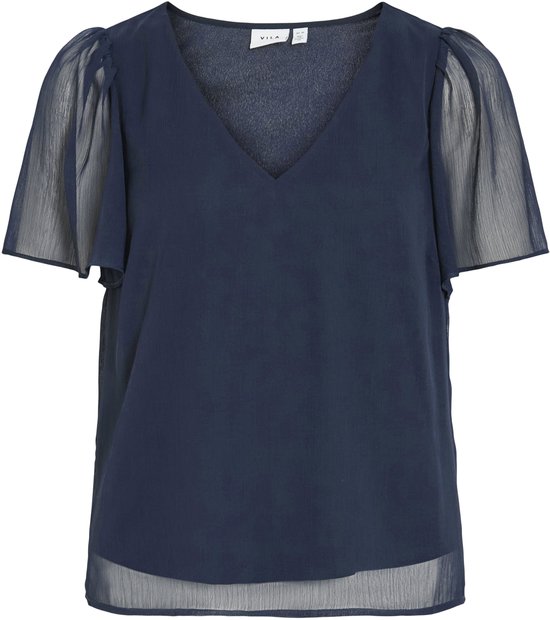 Vila T-shirt Vifalia V-neck S/s Top - Noos 14114162 Navy Blazer Dames Maat - 36