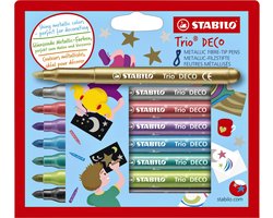 STABILO Trio DECO - Metallic Viltstift - Met Extra Dikke Punt 3,0 mm - Etui Met 8 Kleuren