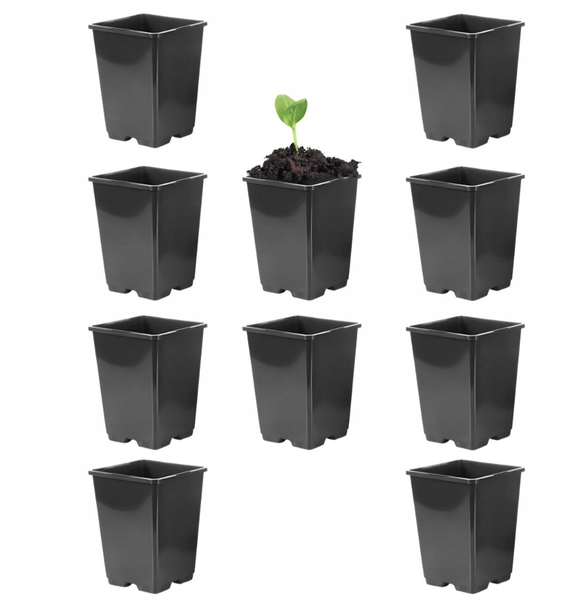 10x Hoge Vierkante Pot 1,25L - 15,5cm