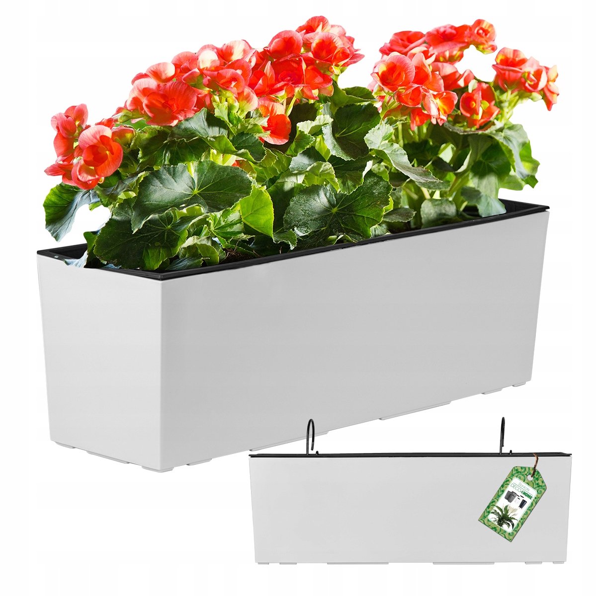 Witte Balkonbak met Inzet - Hangend of Staand - 58cm