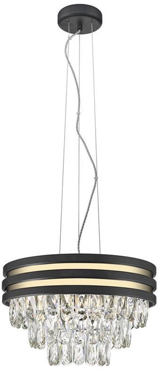 NAICA Kristallen Plafondlamp Zwart Goud 4x E14 38cm Glamour