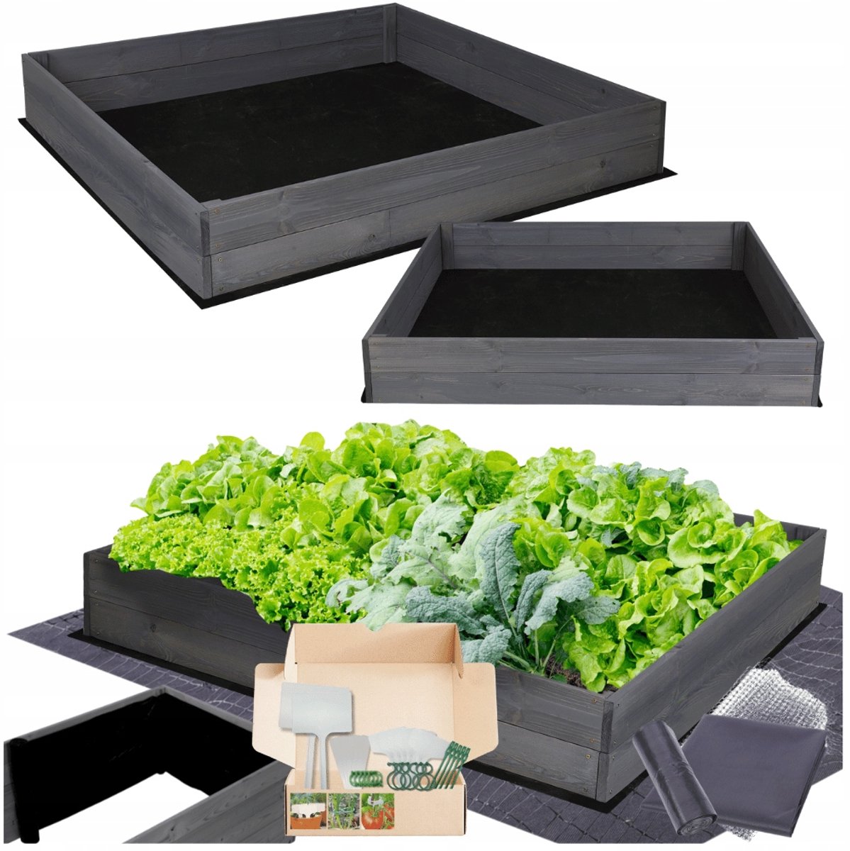 Houten Verhoogde Bakker 120x120cm - Incl. Tuinmannenset