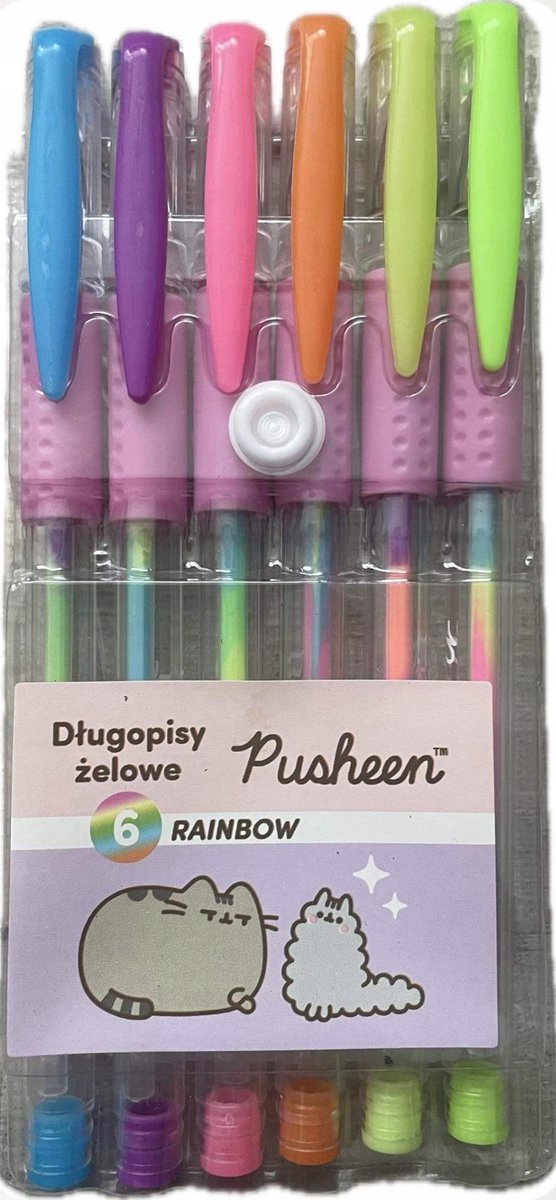Pusheen Gelpen Set - 6 Regenboog Kleuren