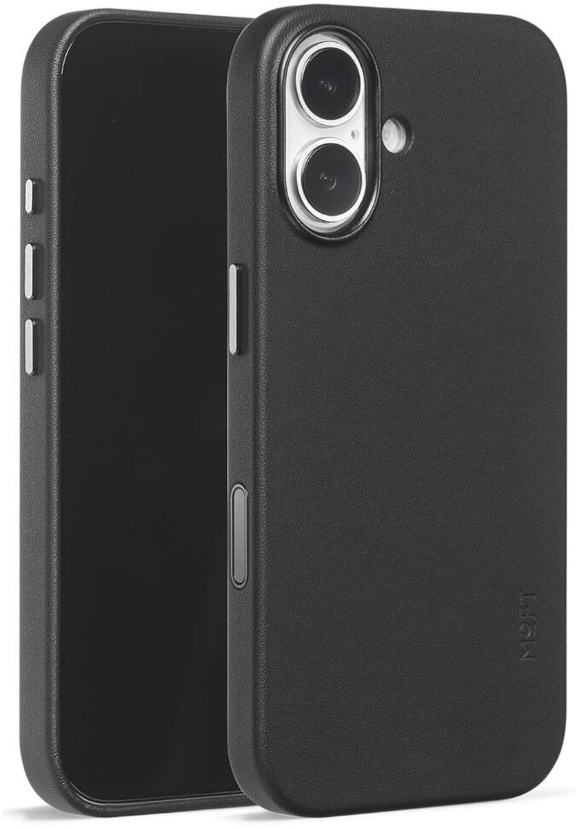 MOFT Hoesje Geschikt voor iPhone 17 - MOVAS Snap Back Cover - Compatibel met MagSafe - Vegan Leer Case - Beschermhoes Dun - Duurzaam - Zwart
